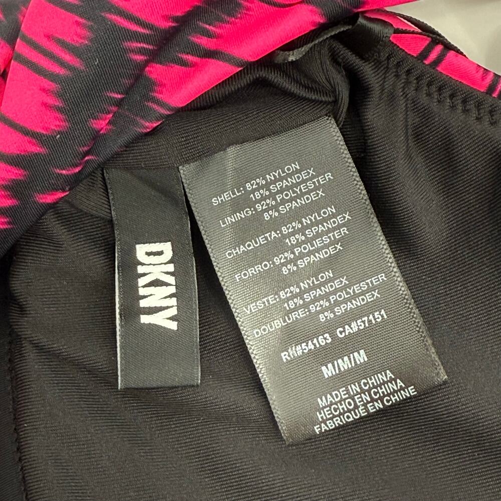 DKNY Bikini Top Size Medium NWT Printed Square Neck Hot Pink Black Swim Sporty - Picture 7 of 13